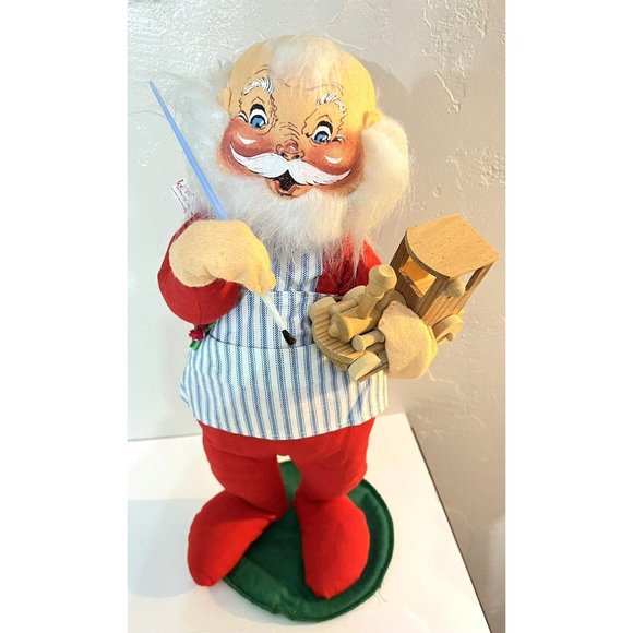 Annalee Santa Doll 1981 With Wooden Train Paint Brush Has Tag Perfect Shape 18” - Picture 3 of 13